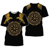 Summer Men Street Personality Viking Pattern 3d Printed T-Shirt Fashion Trend Plus Size Loose O Neck Short Sleeve Top S