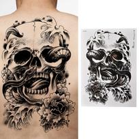 Neperšlampamas juodas baisios kaukolės laikinosios tatuiruotės didelės rankos kūno meno tatuiruotės lipdukas