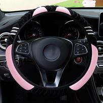 38 cm elastingas šiltas neslystantis vairo užvalkalas 15  automobilio vairo užvalkalas pliušinis mažas monstriukas automobilio stilius automobilio aksesuarai moterims rožinė