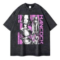 Roronoa Zoro marškinėliai Vintage skalauti Anime One P-Piece marškinėliai Streetwear Oversized L-Luffy Manga Viršūnės Marškinėliai Medvilnė S