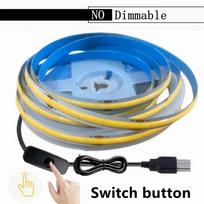 5M USB LED juosta COB jutiklinis reguliuojamas apšvietimas 5V 320LED/M COB juosta pasidaryk pats TV veidrodžio apšvietimas virtuvės kambario naktinis apšvietimas Switch Button 0.5M raudona