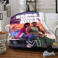 1 vnt. Grand Theft Auto minkštas flanelinis pledas su dizainerio spauda. Jaukus pledas visais metų laikais, puikiai tinkantis ant sofos, lovos, biure 80x120cm