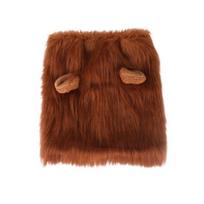 Yousheng  Lion Modelling Hat Pet Wig Cap Winter Autumn Large Dog Headwear Washable Pet Cosplay Outfits Lion Mane Pet Costume for Parties M tamsiai ruda spalva