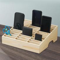 Mobiliojo telefono laikymo dėžutė, 24 skyrių stalo organizatorius, Stačiakampis, Pagaminta iš [Medžiaga], Wooden color black