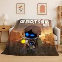 Game Astro Bot Cartoon Flannel Blanket Soft Warm Throw Blanket for Bedroom Living Room Bed Travel Camping Picnic Kid Gift 75x90cm