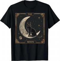 Tarot Card Crescent Moon Black Cat Gothic Fashion Women's T-shirt Y2k Women's T-shirt Graphic T Shirts Summer Streetwear Y2K ... S įvairiaspalvis