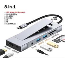 KEBIDUMEI M.2 SSD Enclosure USB C Hub Splitter PD100W Extension Docking Station 10Gbps M2 NVMe External Case 4K 60HzHDMI Adapter HMDI 4K60 M.2 NVMe SSD
