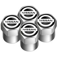 AVI4   For Nissan X-trail Qashqai Note Juke Sentra Patrol Navara Micra Car Wheel Tire Valve Caps Tyre Stem Covers Airdust Waterproof sidabras