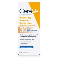 CeraVe Tinted Sunscreen with SPF 30 | Hydrating Mineral Sunscreen With Zinc Oxide & Titanium Dioxide | Sheer Tint for Healthy Glow | 1.7 Fluid Ounce