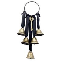 Witch Style Wind Chime Door Hanging Decoration Wicker Ring Bells Garden Ornament with Vintage Key Accent for Outdoor Indoor Use one size juoda