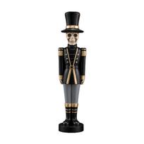 Skeletas Riekstukų Smulkintuvas Figūrėlė Helovino Dekoracija Stovintis Kareivis Statula su Aukšta Skrybėle ir Detaliu Uniforma Sezoniniam Eksponavimui One Size black