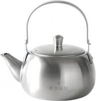 KOGU Teaware Teapot in Stainless Cup with Tea Matte Shimomura Kikaku [Made Japan] Steel, Unbreakable, Lightweight, 2-3 Capacity, Strainer, Compact, gray