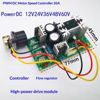1-Piece DC 9V-60V 20A PWM Speed Regulator, DC Motor Speed Control Modulator.