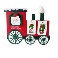 Rustic Wooden Christmas Advent Calendar with Festive Santa Train Design and Daily Countdown Cards for Holiday Decor One Size raudona
