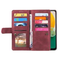 For Samsung Galaxy A16 5G A16 4G Case PU Leather Phone Cover with Zipper Wallet 9 Card Slots Brown ruda