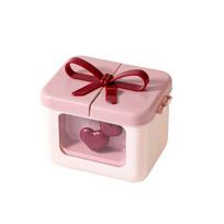 Portable Plastic Bowknot Lipstick Storage Box Dust-Proof Dopamine Gift Box with Cover Makeup Organizer Dressing Table rožinė