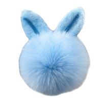 Pompon Fluffy Moterys Triušio ausis Kailis Kamuolys Raktų pakabukas Žiedai Bag Keychain 9cm with ear šviesiai mėlyna spalva