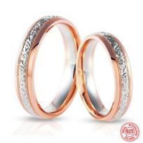 925 sterlingų sidabrinis rožinis auksinis poros žiedas moterims, sužadėtuvėms, papuošalų dovana 5 white