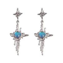 1 Pair Drop Earrings Irregular Liquid Metal Long Tassel Hip Hop Bright Luster Decorative