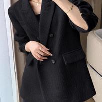 Woolen Suit Women's Autumn and Winter Thickened Loose Korean Retro High-end Suit Jacket XL juoda