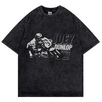 JOEY Michael Dunlop marškinėliai Vintage skalauti vyriški moteriški marškinėliai viršutiniai drabužiai Gatvės stiliaus oversized laisvi trumparankoviai S