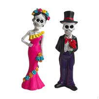 Skeletų poros statulėlė Vestuvių namų dekoras Helovinas Gotikinė nuotaka ir jaunikis