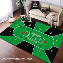 Texas Holdem Poker Game Print Flannel Rug Green Casino Style Soft Fleece Carpet Home Entertainment Room Floor Mat Unique Rug 60x90cm