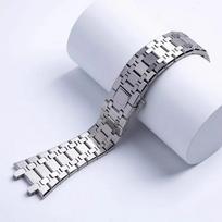 Vyriška moteriška pilno nerūdijančio plieno apyrankė AP ROYAL OAK 15400 26331 15500 laikrodžiui Dirželis Sulankstomas sagtelė 21 mm 26 mm Laikrodžio dirželis 26mm sidabras