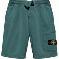 Stone Island Mid Waist Logo Five Point Casual Shorts Men shorts Green K1S156200012S0051-V0053 L