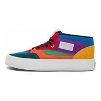 Vans Half Cab 33 DX unisex vidutinio aukščio odiniai riedlenčių batai mėlyni oranžiniai violetiniai VN0A5KX6448 36