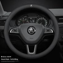 CGG1 Carbon fiber breathable car steering wheel cover for Skoda Octavia Kodiaq KAROQ Superb Kamiq VIRS car interior accessories
