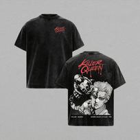 Adventure Yoshikage Kira T Shirt Killer Queen Vintage Washed T-shirt Men Women Clothing Summer Cotton Tees Tops S