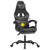 Gaming Chair with Footrest Swivel Black & Gray Artificial Leather
