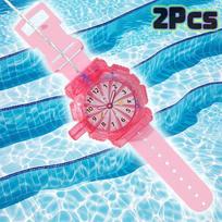 2Pcs Wrist Watch Water Squirter Toy Water Gun Fun Prank Shooter For Summer Pool Beach Party Favors For Adults And Kids rožinė