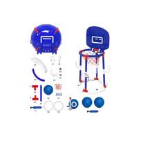 Floating Basketball Hoop Set for Pool Indoor Outdoor Water Games Includes Two Balls Pump Adjustable Backboard and Durable Base One Size mėlyna