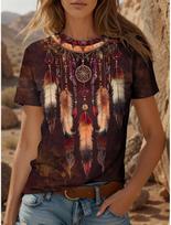 Summer Bohemia Vintage 3D Print T-shirts Women Streetwear Fashion Casual Y2k Short Sleeve T Shirt O-neck Tees Tops Clothing S