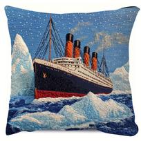 1Pc Titanic Ship Throw Pillow Cover, 2D Double-Sided Print Polyester Pillowcase, Nautical Iceberg Cushion Case For Sofa Bedroom, Peach skin 18*18(CM)-1Pcs