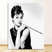 Makiažas Modernūs Plakatai Drobės Tapyba Sienos Menas Modulinis Paveikslas Miegamajam Namų Dekoras Klasikinis Audrey Hepburn Portretas 50X70CM No Framed black