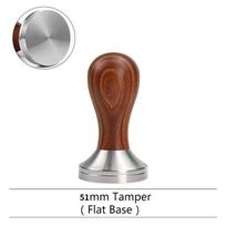 51/53/58mm Espresso Tamper for Semi-Auto Machines – Flat Stainless Steel Base, Wooden Handle Barista Tool, Suitable for baristas