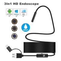 6 LED vandeniui atspari 5,5 mm / 7 mm / 8 mm objektyvo endoskopo tikrinimo kamera, skirta Android Windows MAC Probe 7mm / Cable 1m