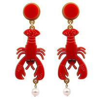 Kūrybiški moteriški akriliniai omarai aštuonkojai dirbtiniai perliniai pakabukai su auskarais Lobster