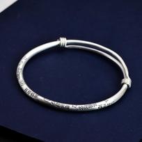 Zuyin 999 Chinese Style Blessing Wishing Push Pull Bracelet for Women Pure Silver Retro Simple Minority Ethnic Bracelet Adjustable size