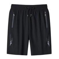 Vyriški vasariniai ledo šilko sportiniai šortai - pralaidūs orui, laisvi, lengvi, didelio dydžio 7XL black