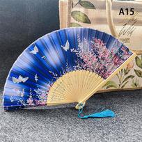 Vintažinio stiliaus šilko sulankstoma vėduoklė kinų japonų raštų menas amatai dovanos namų dekoravimui papuošalai šokių rankų ventiliatorius blue