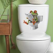 Cartoon Cute Frog Reading Newspaper Toilet Bathroom Decorative Stickers