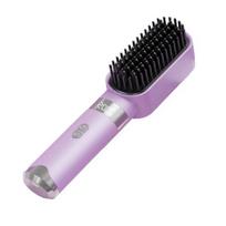 Cordless Hair Straightener Brush 4 Temperature Modes Adjustable LED Display Fast Heating Portable Travel Electric Hot Brush Curly Hair Styling violetinė