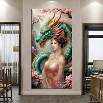 Large Size Diamond Painting Woman and Dragon Diy Full Square Round Drill Rhinestone Embroidery Animals Mosaic Cross Stitch Kits Wall Decor Square drill 30x60cm