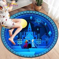 Cartoon Frozen Round Carpets for Living Room Rugs Soft Flannel Floor Area Rug Bedroom Carpet Mat for Children Kitchen Rug 60cm