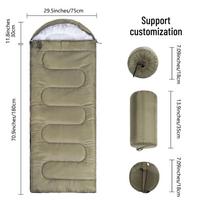 Four Seasons Universal Outdoor Camping Sleeping Bag, Thickened for Adults 0.7kg armijos žalia spalva