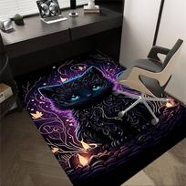 1 vnt. Juoda katė Fantazija Ypač didelis neslystantis grindų kilimas, Biurui, šeimai, Studijai   Didelis plotas Kilimas Vidaus kilimai, Drąsus akcentinis elementas 60cm by 90cm